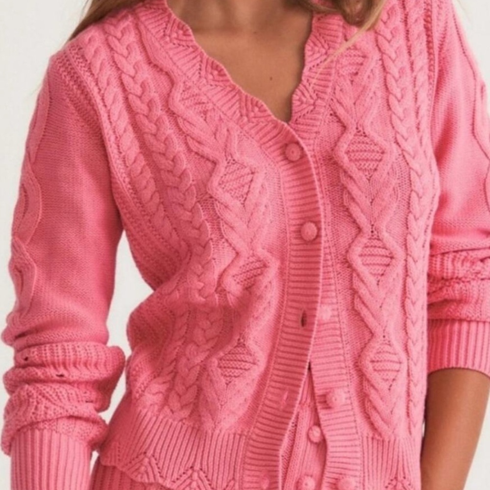 LOVESHACKFANCY Anselma cable knit cardigan sweater